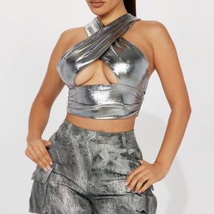 Metallic top from Fashion Nova